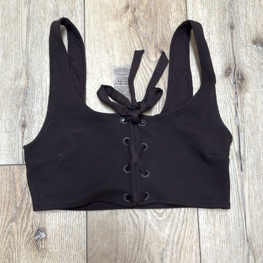 Ganni Lace Up Bikini Top